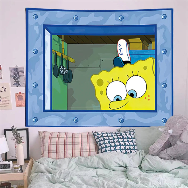 TAPEÇARIA DECORATIVA BOB ESPONJA & LULA MOLUSCO